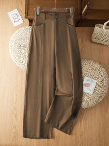 XIANGHOUMINCHU | Coffee-colored Tencel Linen Wide Leg Pants Light and Casual