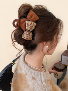 Retro Double Sided Butterfly Knot Hair Clip Womens Large Size Shark Jaw Back of Head Updo Clip Fashionable Hair Accessories