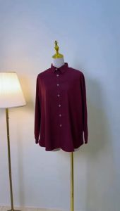 Kemeja Wanita AMOREA 2: Casual Saku Samping Kanan & Lengan Karet Panjang