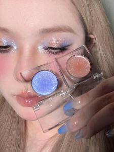 Fa_iccia Single Color Blue Mann Eye Shadow Pearl Glitter Flash Icecool Blue High-lighting Beauty Enhancing Makeup Tools