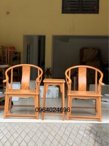 Bộ 3 ghế minh trọc gỗ gõ hương đá