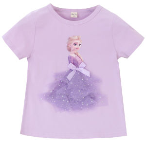 Girls Cotton T-Shirt Princess Cartoon Design Short Sleeve Summer Thin Childrens Wear Baby Half Sleeve Top Kids Fashion