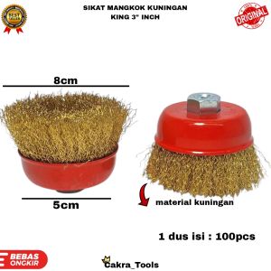 SIKAT MANGKOK KUNING KING 3" / SIKAT KAWAT GERINDA MANGKOK 3 INCH CUP BRUSH