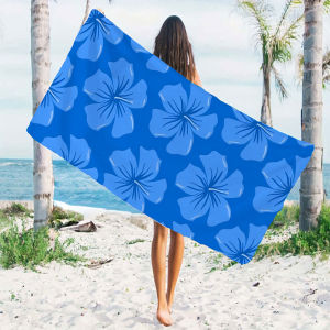 Blue Hibiscus Beach Towels Ultra Lightweight Quick Drying Super Absorbent Summer Essential Fast-Drying Towel for Beach