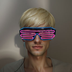 ZEEMIN Christmas Halloween LED light up Glasses Neon Luminous Shutter Glasses Adults Rave Cosplay Goggles for Bar DJ Birthday Party Stage Performance Props