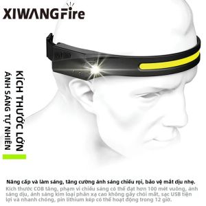 Đèn Pha LED COB Có Cảm Biến Đèn Pin Sạc USB 5 Chế Độ Chiếu Sáng Tích Hợp Pin Chống Nước Đầu Đèn Đèn Pin Chạy Ban Đêm Cắm Trại Câu Cá