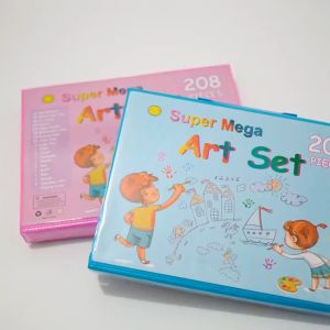 COD Crayon Anak Pengasah 208pcs Set Alat Menggambar Melukis Anak-anak Crayon Cat Air Pensil