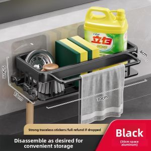 TAOSHI | No-Drilling Kitchen Organizer Rack for Towels Spices Sink Faucet and Drain