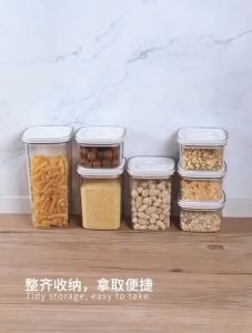 Airtight Food Containers With Easy Open Lock Lid Dry Food Candy Pasta Stackable Jars Condiments Clear Storage Box