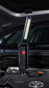 Rechargeable COB Work Light Foldable Magnetic Torch Lamp with Hook Red Warning Light USB Charging Portable Hand Lamp for Car Repair Workshop Emergency