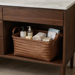 AMU·PIGGY | Vintage Rattan Bathroom Storage Basket