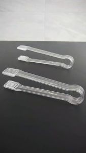Plastic Serving Tongs Transparent Clear Plastic Barbecue BBQ Buffet Serving Sugar Bread Food Ice Clamp Clip Tongs Tool Bar Kitchen Accessories Plastic Disposable Tongs for Serving for Food Ice Salad Buffet Barbecue Cookies