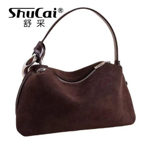 Túi Đeo Chéo Nữ Màu Nâu Cà Phê Da Lộn Mờ Sang Trọng Thương Hiệu Thiết Kế Sang Trọng Túi Xách Mềm Có Túi Đựng Điện Thoại Di Động