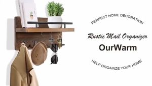 Multi Functional Wall Mounted Key Pine Storage Rack With 7 Hooks For Foyer Bathroom Kitchen Etc