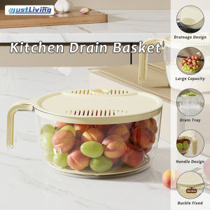 Justliving 1 cái rây rửa Gạo Trái Cây lưới ráo nước rau nhà bếp hai lớp 2 trong 1 cái dụng cụ nhà bếp Fruit Basket rửa bát rửa hai đĩa nhựa lưới ráo nước đa năng đồ dùng nhà bếp