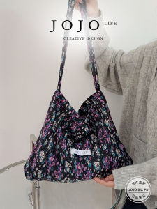 Large Capacity Canvas Shoulder Bag JOJOS L. PD Korean Style Student School Bag Retro Artistic Style Foldable Cotton Bag