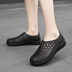 Womens Beach Sandals Slip-On Slippers Anti-Slip Summer Couple Shoes Cool Flat Heel Casual EVA Themed Clog Trendy Head Cover