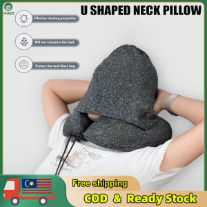 U Shaped Pillow Travel Pillow with Hood Memory Foam Hooded Neck Pillow for Airplane Car Office