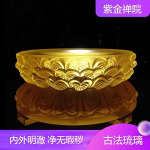 Glass Light-Emitting Lotus Base Heightening Pad round Indoor Display with Light Base Bright Transparent Lotus Holder