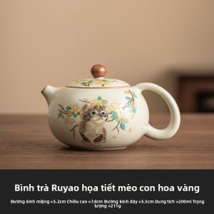 JISU | Bộ Đồ Pha Trà Gia Đình với ấm Chén Men Celadon Truyền Thống
