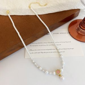 สร้อยคอโซ่กระดูกไหปลาร้าไข่มุกสีชมพูสำหรับผู้หญิง 2025 รุ่นใหม่ สไตล์หรูหรา เครื่องประดับโซ่กระดูกไหปลาร้า 2024 ฤดูร้อน