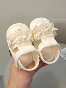 Baby Girl Sandals 0-1 Year Old Bows Cloth Babys Shoes Toddler Shoes Non Slip Soft Bottom Baby Shoes Princess Shoes Summer