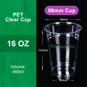 Multi-Size PET Disposable Cups with Flat Lids - 98mm 12oz/14oz/16oz/18oz 50pcs Pack