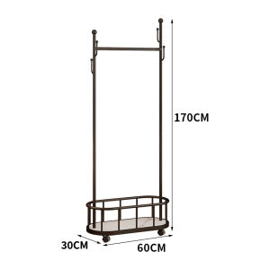 Nordic Luxury Floor Standing Coat Rack Bedroom Living Room Clothes Hanger Storage Basket Display Shelf Cream Style Iron Craft