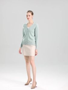 7liwinter spring women long sleeve solid on front v neck cardigan femme Korean fashion vintage knit soft cashmere sweater top