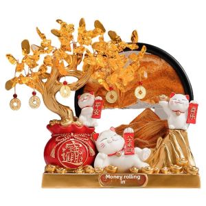 MEIWEISI | Lucky Cat Fortune Tree Flowing Sand Decorations