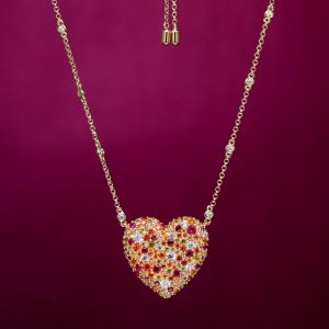 💖Swarovski💖(New) Hyperbola multi-color heart-shaped diamond pendant necklace S925 sterling silver womens fashion necklace Valentines Day gift birthday gift