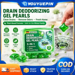 Youyuepin 100 Viên Khử Mùi đường ống hạt gel dung dịch cọ đường ống thoát nước 3 trong 1 kiểm soát mùi thuốc chống côn trùng viên nang hòa tan cho hệ thống thoát nước gia đình bồn rửa ống thoát đặt dưới sàn làm mát