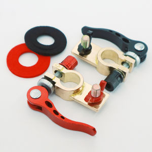 2Pcs Brass Automotive Battery Terminals Top Post Wire Cable Clamp Terminal Connectors For 12V 24V UTV Boat Race Car Accessories