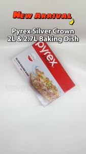 Pyrex Silver Crown Baking Dish Set 2L & 2.7L - Versatile High-Temperature Safe BPA-Free Glass Ovenware for Baking