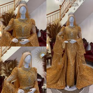 gaun pengantin / gaun pengantin lengan terompet / gaun pengantin span slim premium