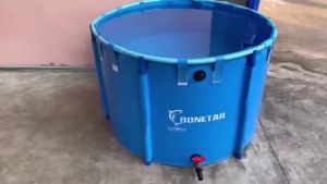 บ่อผ้าใบทรงกลม แถมฟรีตาข่ายคุมบ่อ บ่อผ้าใบทรงกลม พร้อมโครง PVC | หนา 0.9 มม. ทนแดดฝน | ใช้เลี้ยงปลา กักโรคปลา เก็บน้ำ