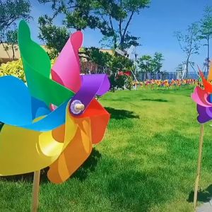 21/30/40cm Windmill Toys Plastic Colorful Wind Spinner with Rod Kids Craft Toys Garden Lawn Party Decor