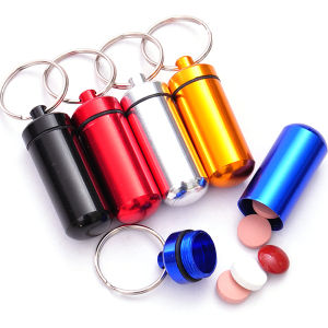 Aluminum Keychain Medication Pill Box Portable Mini Travel Pill Boxes Medicine Vitamin Holder case