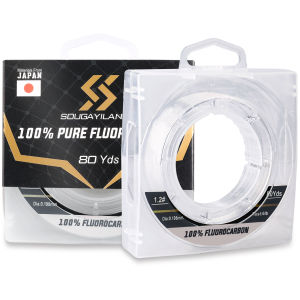 Sougayilang 80YDS Fluorocarbon Fishing Line Tensile Strength Wear Resistance and High Cutting Ability for Various Water Bodies