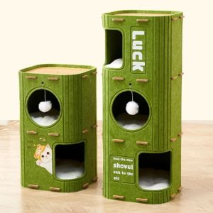 HATELI ทนต่อการขีดข่วนโครงสำหรับปีนป่ายของแมวแบบบูรณาการถ้ำแมวบ้านแมวช่วยชีพปลอดภัยพื้นที่สำหรับสัตว์เลี้ยงเล่นอุโมงค์นอนคอนโดพร้อมลูกบอลแบบแขวนของเล่น37X37X60ซม. 37x37x90cm