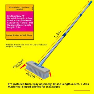 Long Handle Hard Plastic Bristle Floor Brush for Tile Cement Kitchen Bathroom Carpet Sink Cleaning Tool Household Personal