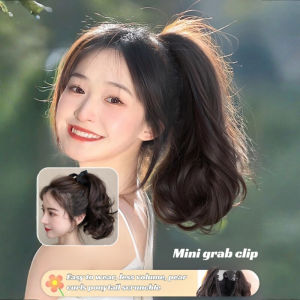 Grab Clip High Ponytail Wig Female Pear Curly Hair Natural Short Section Fake Ponytail Real Hair Braid Wig Tail Ponytail Braid抓夹马尾假发