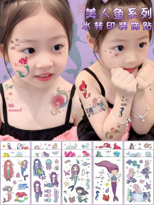 Nàng Tiên Cá Hoạt Hình Hình Xăm Mặt Tạm Thời Chống Thấm Nước Có Thể Giặt Được Bé Gái Lễ Hội Trang Điểm Sân Khấu Trang Trí Dán Trang Trí Ngày Trẻ Em
