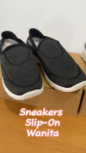 Sepatu Sneakers Slip-On Wanita Import Kanvas Elastis S221 Sepatu Import Tanpa Tali Wanita Kasual Sneaker Kanvas Tanpa Tali (+Box) Import