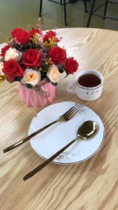 Gold Stainless Steel Cutlery Long Handle High Quality Silverware Spoon Knife Fork Teaspoon Tableware 12 pcs