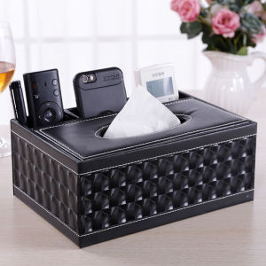 Multifunctional Tissue Box Remote Control Storage Box for Living Room Coffee Table Leather Material Simple Cute Design