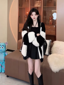 Gentle and Comfortable Knitting Cardigan Female Fall and Winter Soft Glutinous Loose Mid Length Long Length Stripes Outwear Milk Huhoo Thickened Sweater