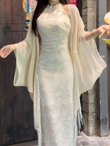 New Chinese Style Long Lace Sun Protection Coat Women Summer Outerwear Shoulder Shawl Lightweight Breathable Cover up