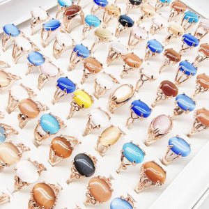 20pc/Lot Wholesale New Bohemia Mix Color Agate Stone Finger Rings For Women Hot Natural Grain Joint Ring Girl Party Wedding Gift