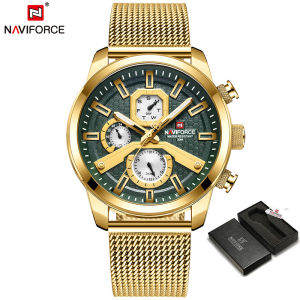 NAVIFORCE Top Luxury Original Brand Mens Watch Date Fashion Quartz Sport Stainless Steel Strap Waterproof Luminous Men Watch
